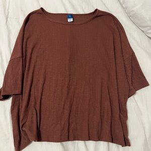 Women's Brown Top old navy luxe size medium flowy short sleeve shirt